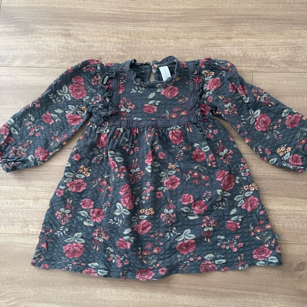 Adorable Floral Toddler Girl Dress in Moody Colors Modern Moments Size 4T